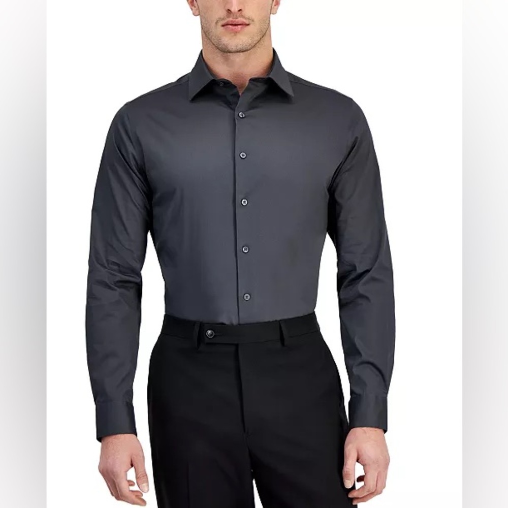 Alfani NWT Dark Grey Slim Fit Button Down